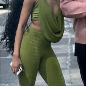 Stylish Olive Green Two-Piece Set